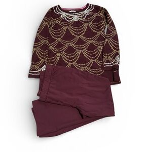Burgundy and Gold women’s sweater pants size L